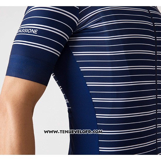 2019 Maillot Ciclismo La Passione Stripe Bleu Manches Courtes et Cuissard